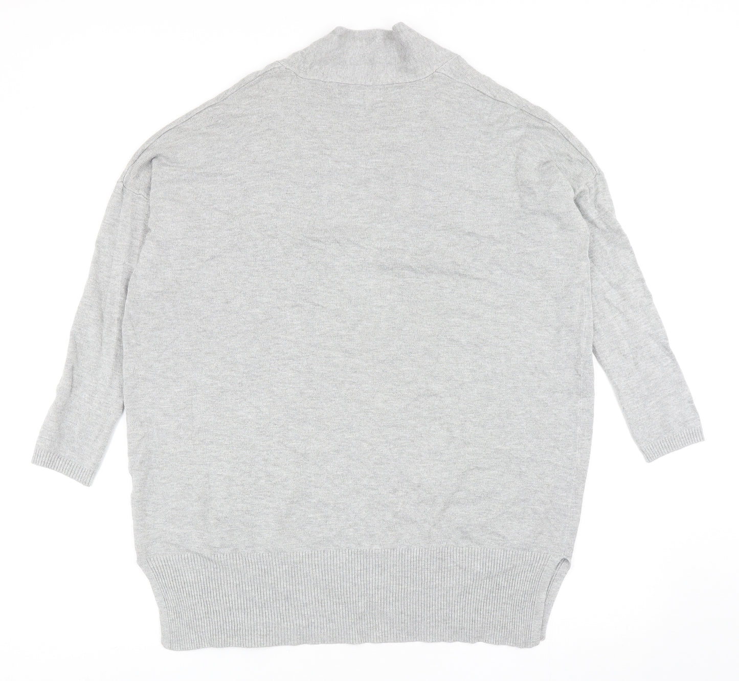 Primark Womens Grey V-Neck Cotton Cardigan Jumper Size 8