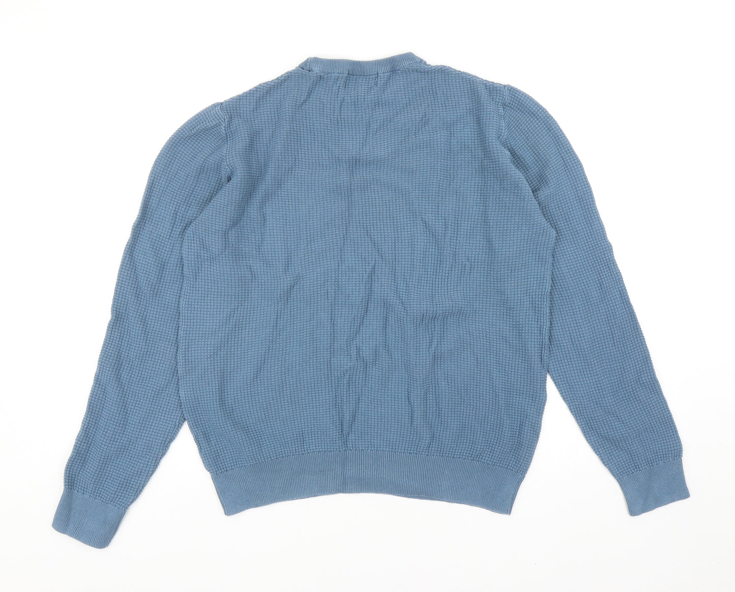 TU Mens Blue Round Neck Cotton Pullover Jumper Size M