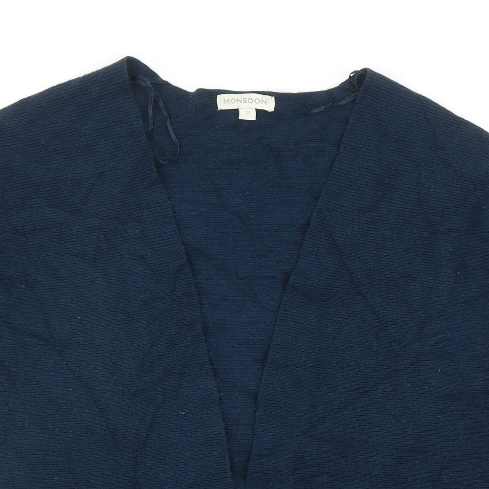 Monsoon Womens Blue V-Neck Viscose Cardigan Jumper Size S