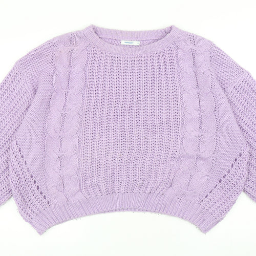 ValleyGirl Womens Purple Round Neck Acrylic Pullover Jumper Size XL