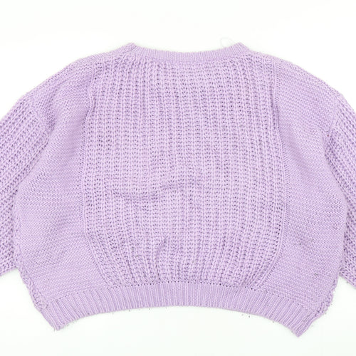 ValleyGirl Womens Purple Round Neck Acrylic Pullover Jumper Size XL