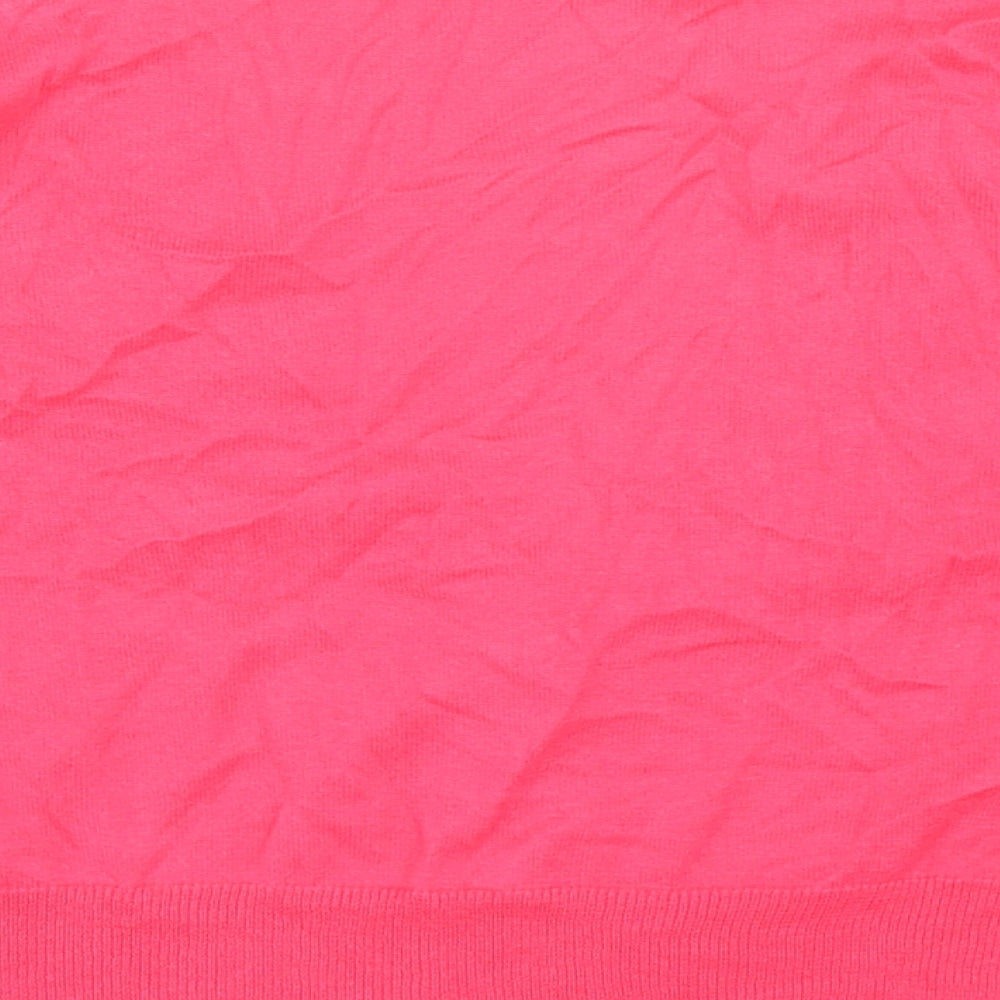 Marks and Spencer Womens Pink V-Neck Cotton Cardigan Jumper Size 14