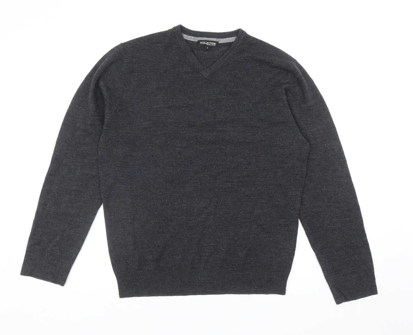Debenhams Mens Grey V-Neck Acrylic Pullover Jumper Size S