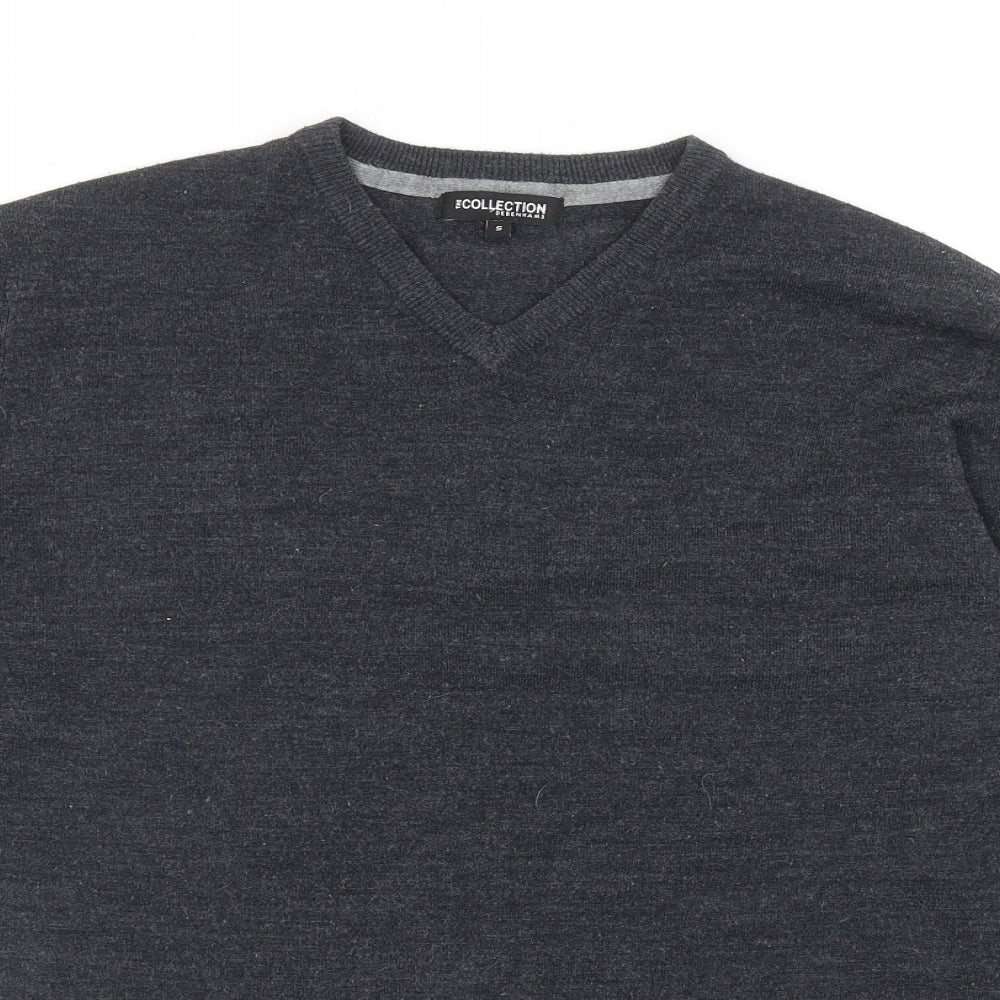 Debenhams Mens Grey V-Neck Acrylic Pullover Jumper Size S