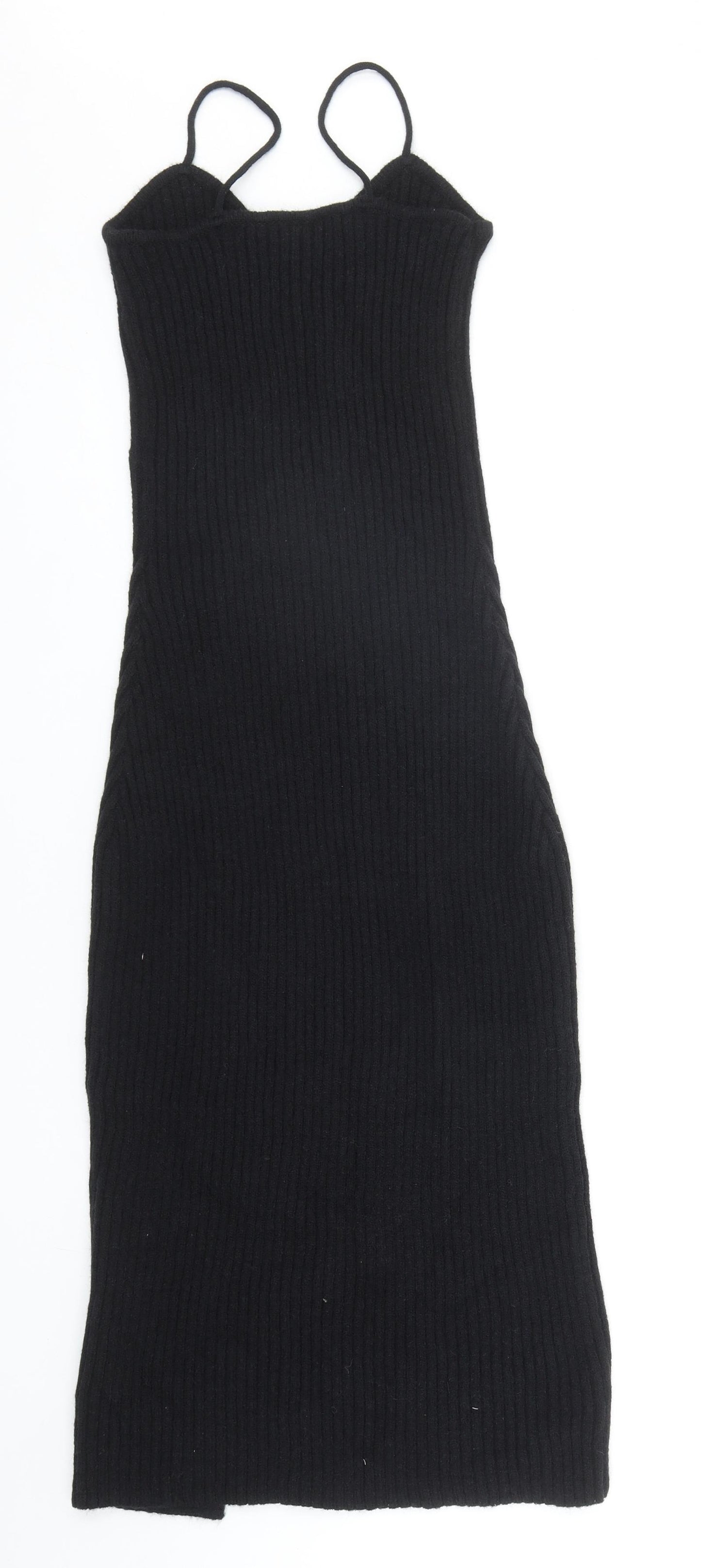 Cider Womens Black Acrylic Jumper Dress Size M V-Neck Pullover - Ribbed