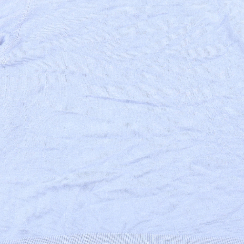 Marks and Spencer Womens Blue Mock Neck Acrylic Pullover Jumper Size 16