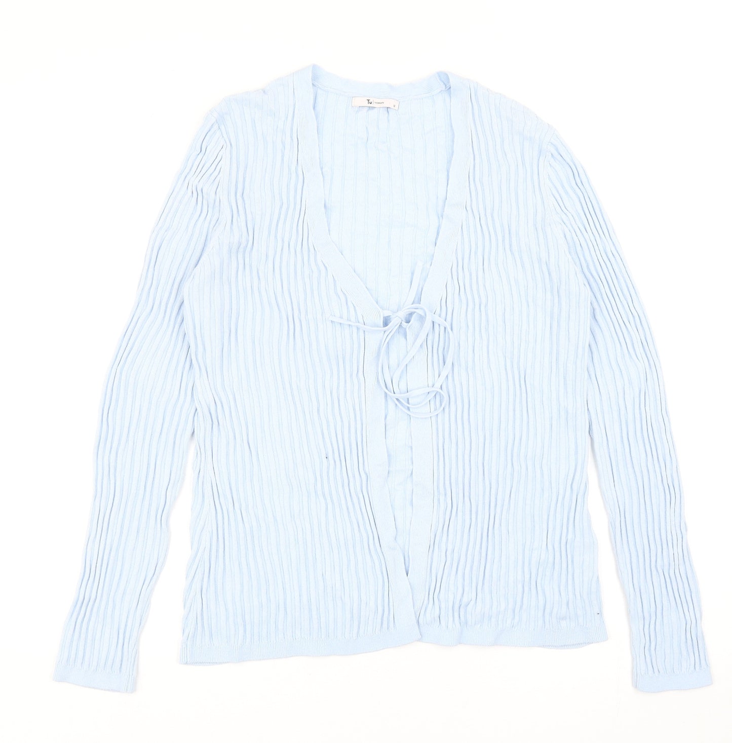 TU Womens Blue V-Neck Cotton Cardigan Jumper Size 12