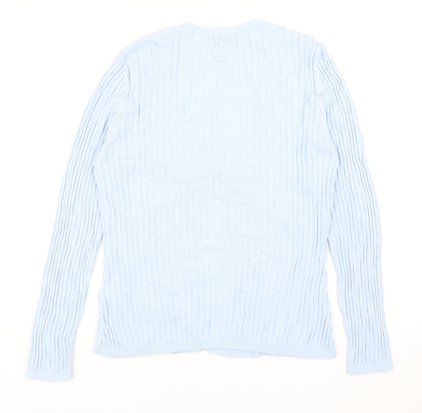 TU Womens Blue V-Neck Cotton Cardigan Jumper Size 12