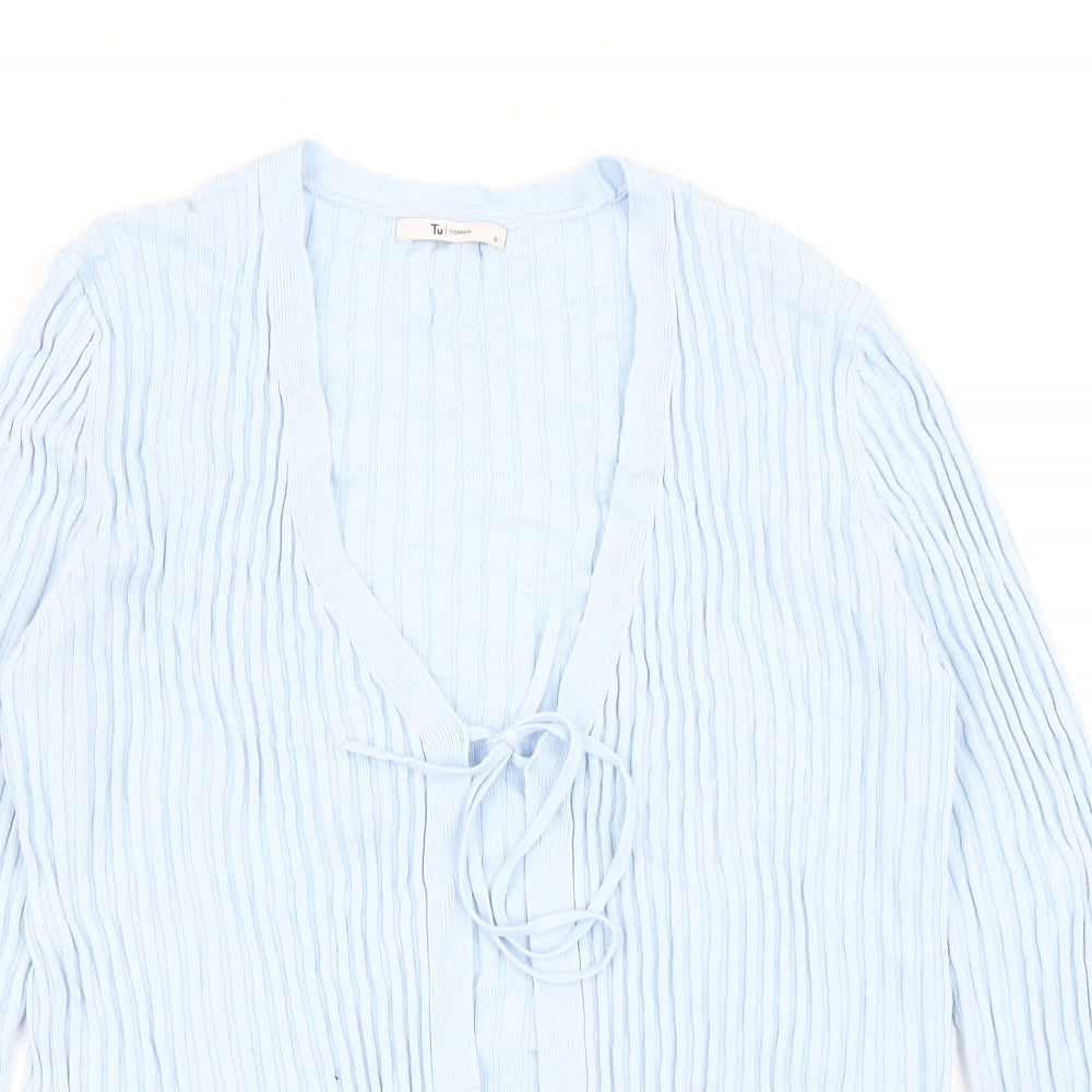 TU Womens Blue V-Neck Cotton Cardigan Jumper Size 12