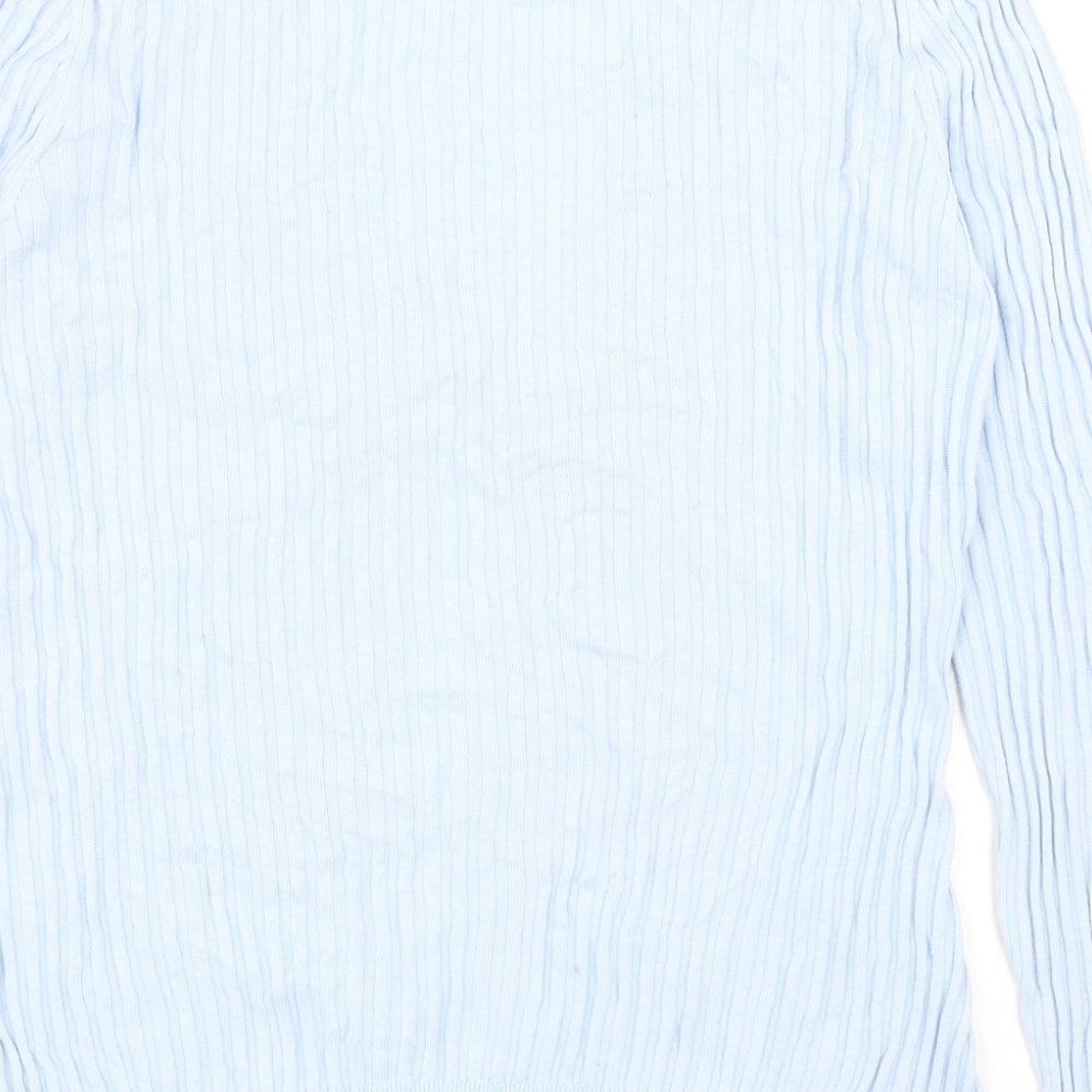 TU Womens Blue V-Neck Cotton Cardigan Jumper Size 12