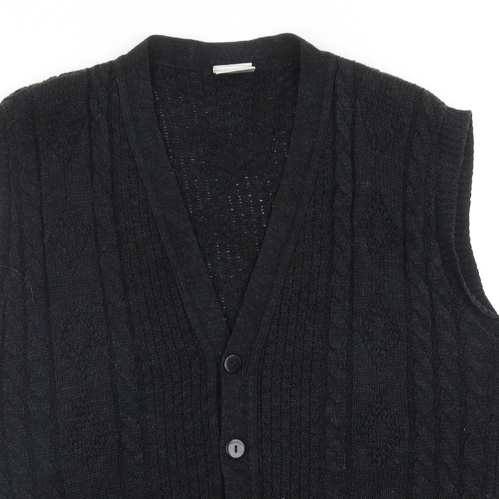 New Fast Mens Black V-Neck Acrylic Vest Jumper Size XL