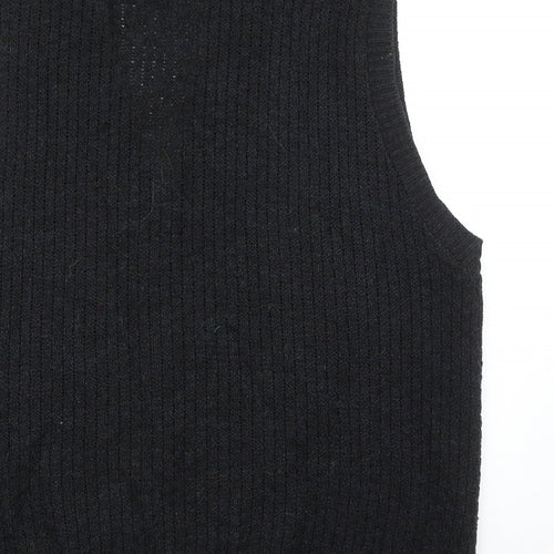New Fast Mens Black V-Neck Acrylic Vest Jumper Size XL