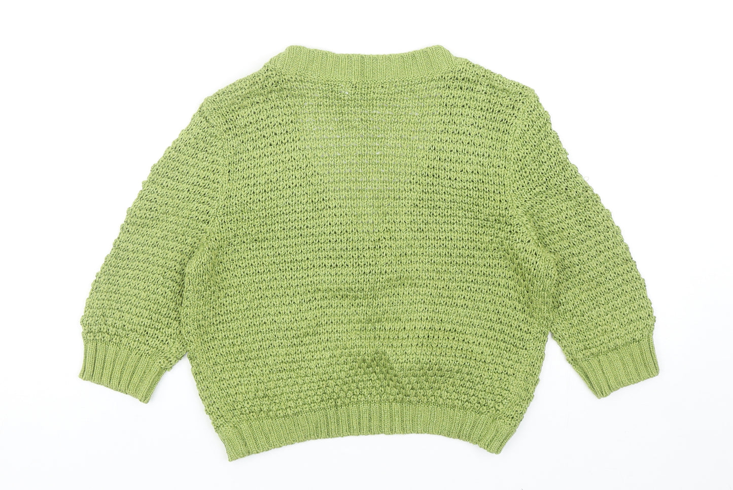 M&Co Womens Green V-Neck Acrylic Shrug Jumper Size L