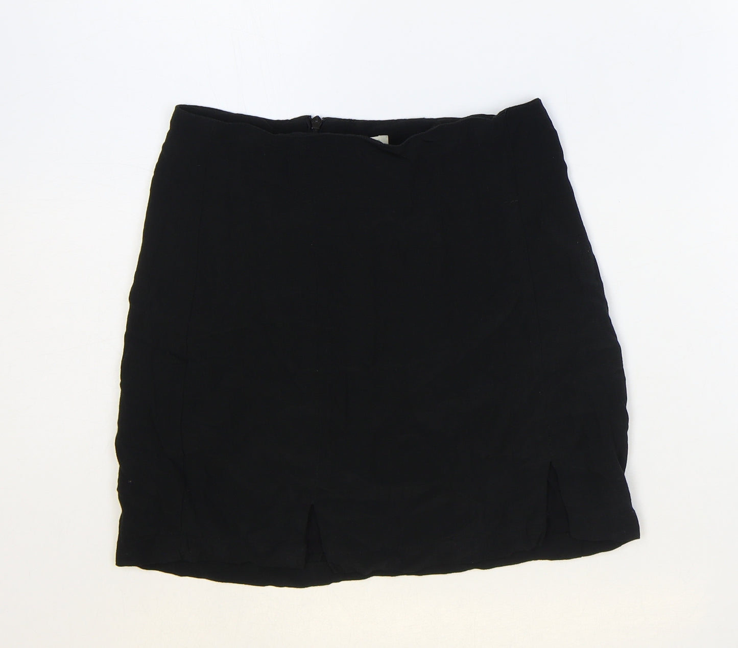Pull&Bear Womens Black Polyester Mini Skirt Size S Zip