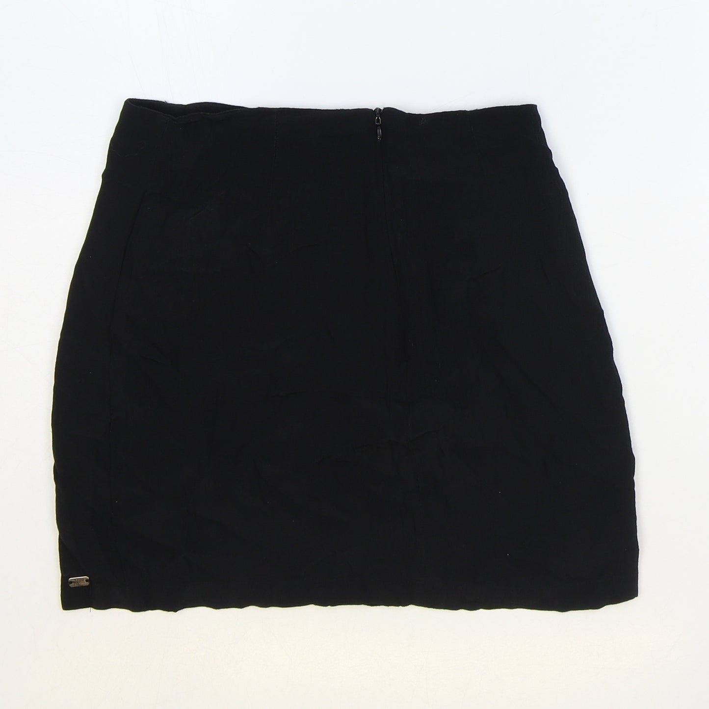 Pull&Bear Womens Black Polyester Mini Skirt Size S Zip
