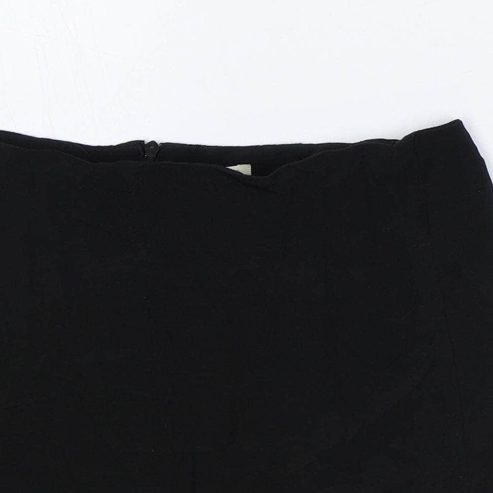Pull&Bear Womens Black Polyester Mini Skirt Size S Zip