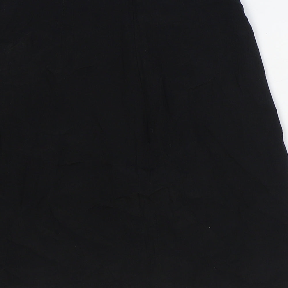 Pull&Bear Womens Black Polyester Mini Skirt Size S Zip