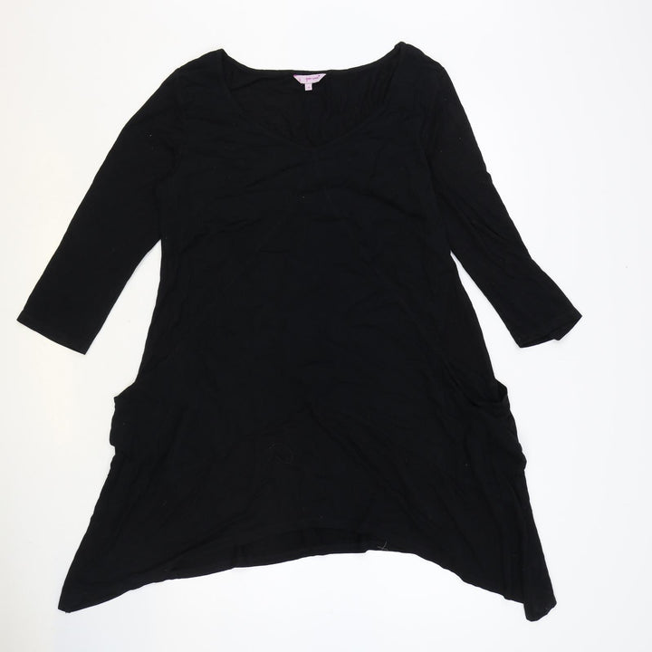 Marks and Spencer Womens Black Viscose A-Line Size 14 Boat Neck Pullover