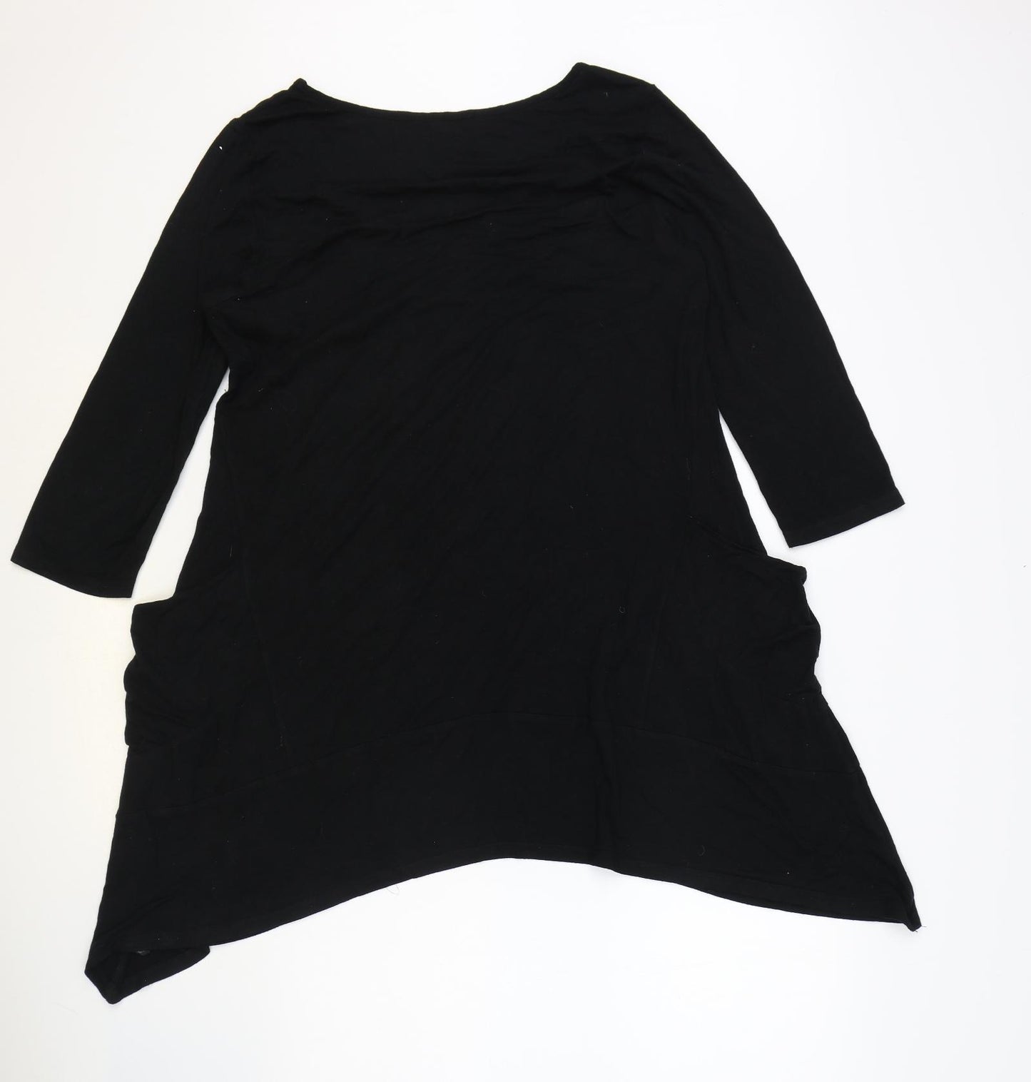 Marks and Spencer Womens Black Viscose A-Line Size 14 Boat Neck Pullover