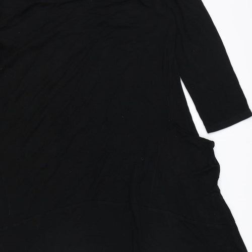 Marks and Spencer Womens Black Viscose A-Line Size 14 Boat Neck Pullover