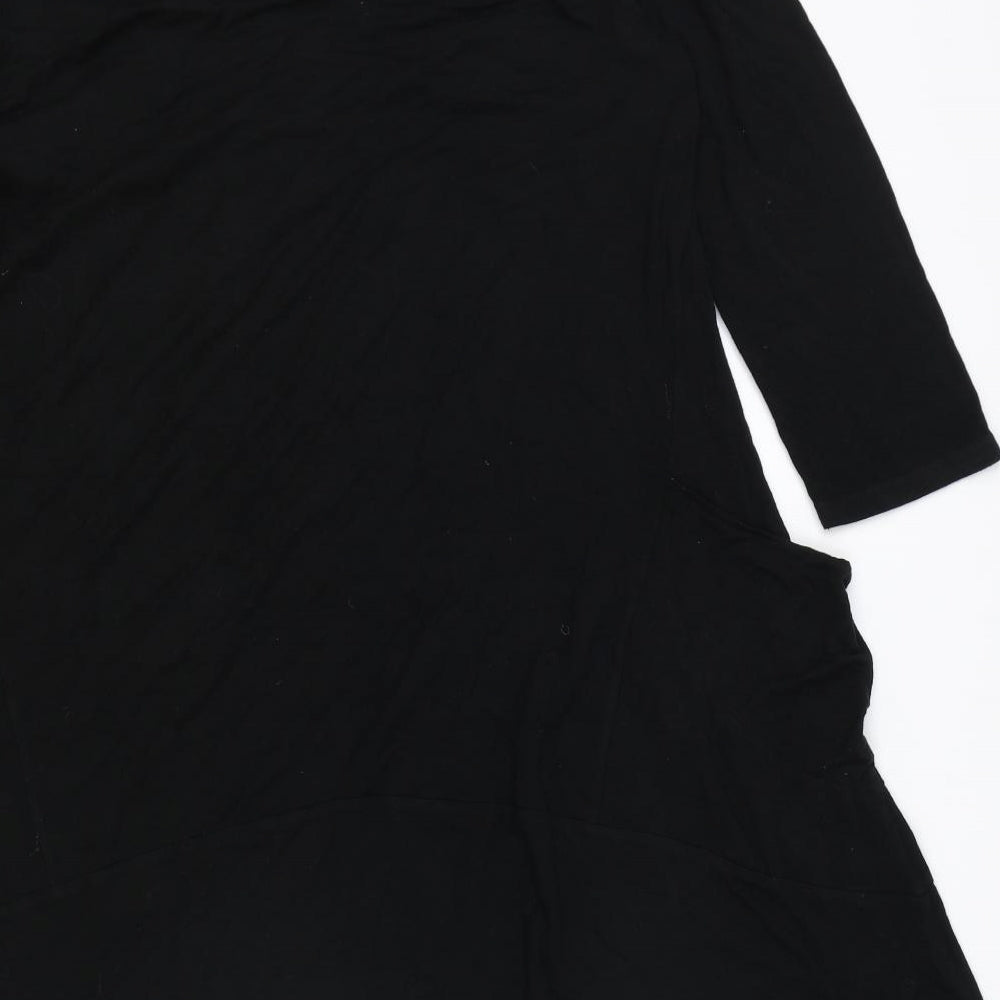 Marks and Spencer Womens Black Viscose A-Line Size 14 Boat Neck Pullover