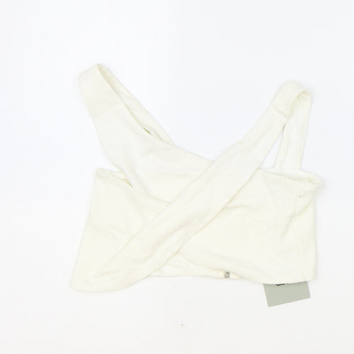 ASOS Womens Ivory Polyester Cropped Blouse Size 10 V-Neck