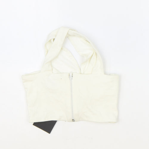 ASOS Womens Ivory Polyester Cropped Blouse Size 10 V-Neck