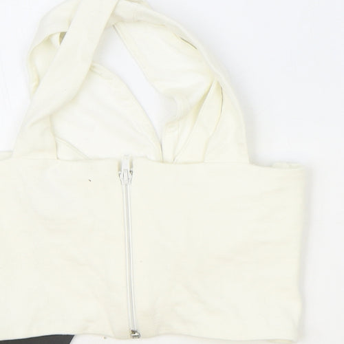 ASOS Womens Ivory Polyester Cropped Blouse Size 10 V-Neck