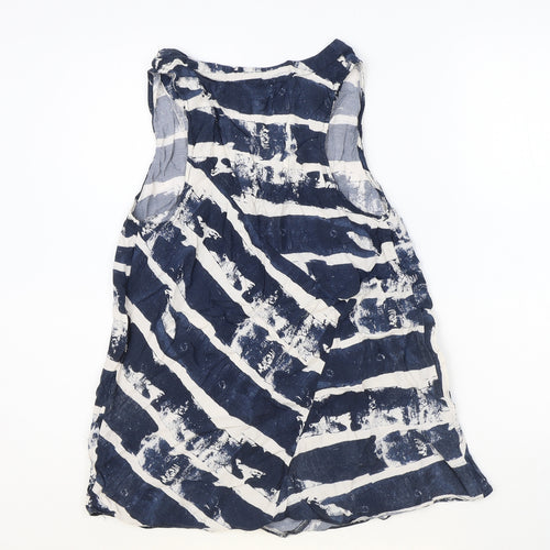 Topshop Womens Blue Geometric Polyester Basic Blouse Size 10 V-Neck
