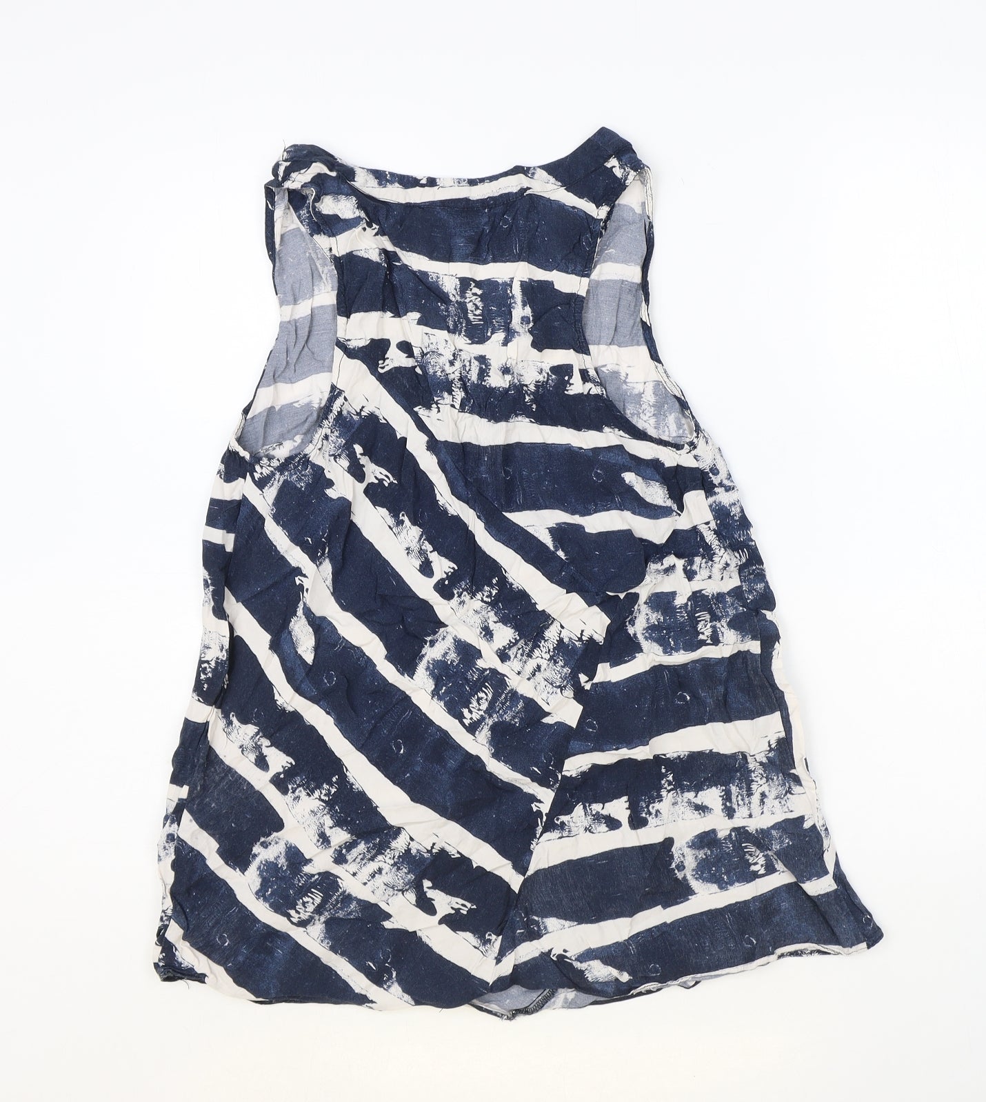 Topshop Womens Blue Geometric Polyester Basic Blouse Size 10 V-Neck