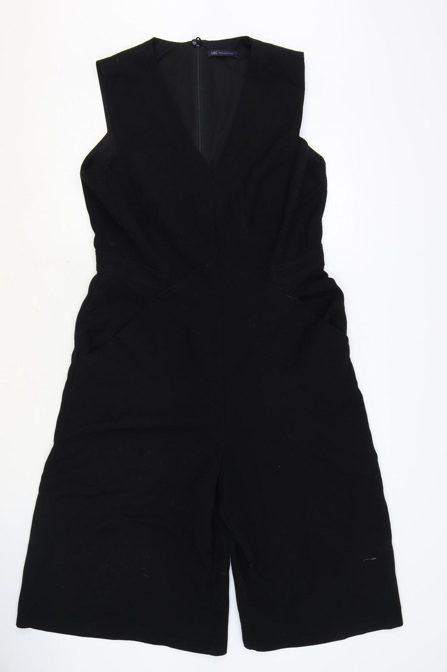 Marks and Spencer Womens Black Polyester Jumpsuit One-Piece Size 14 Zip