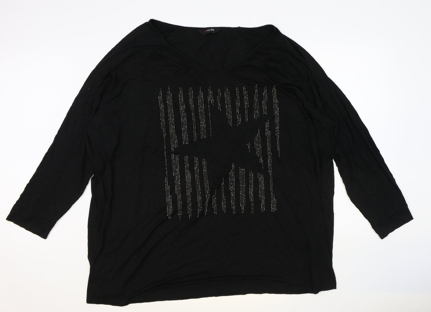 Yours Womens Black Polyester Basic T-Shirt Size 30 Round Neck - Star