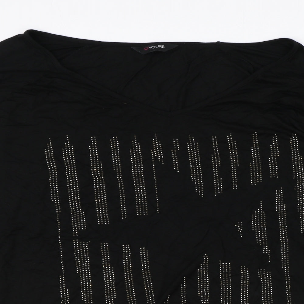 Yours Womens Black Polyester Basic T-Shirt Size 30 Round Neck - Star