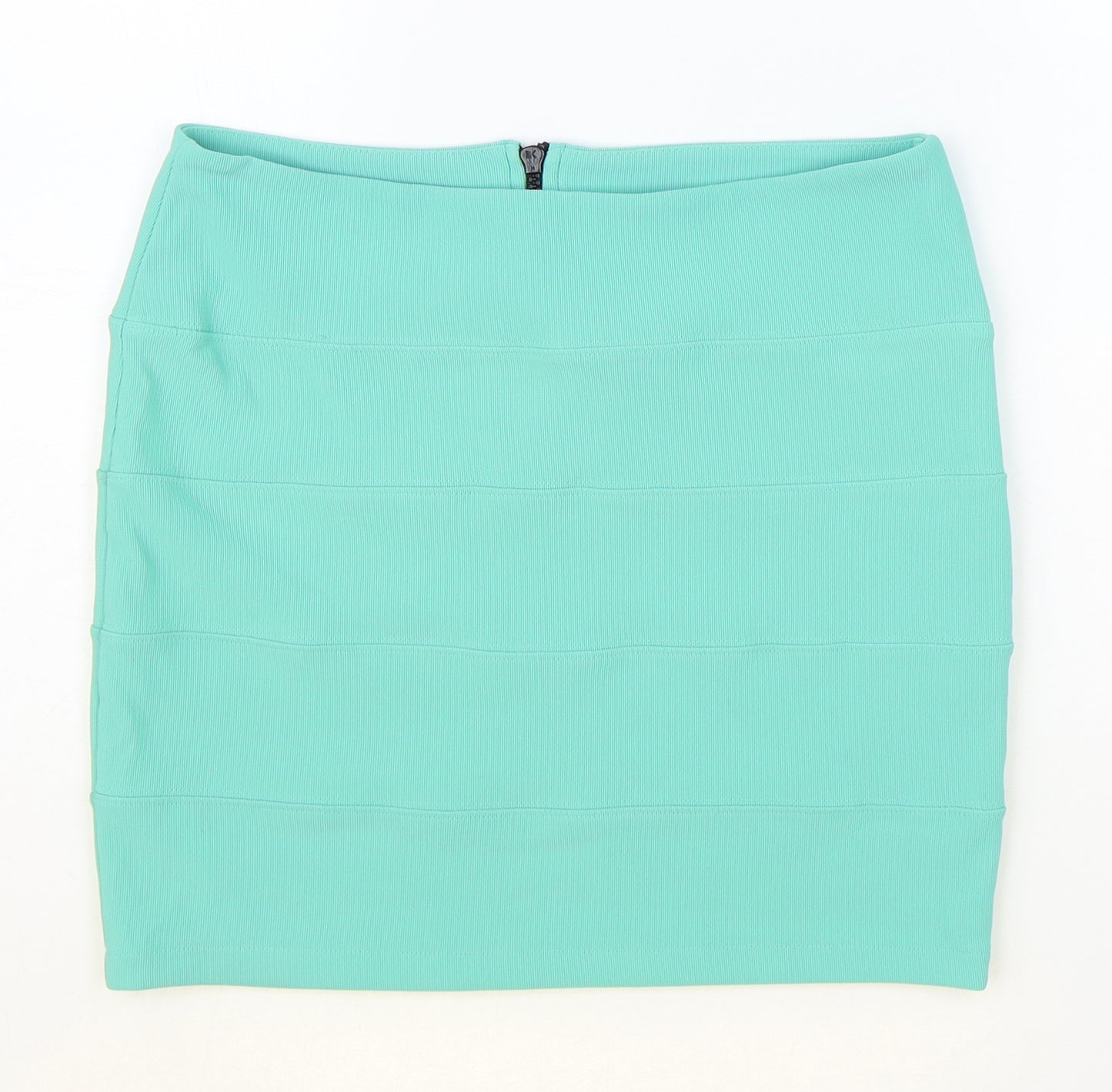 Topshop Womens Green Polyester Mini Skirt Size 12 Zip