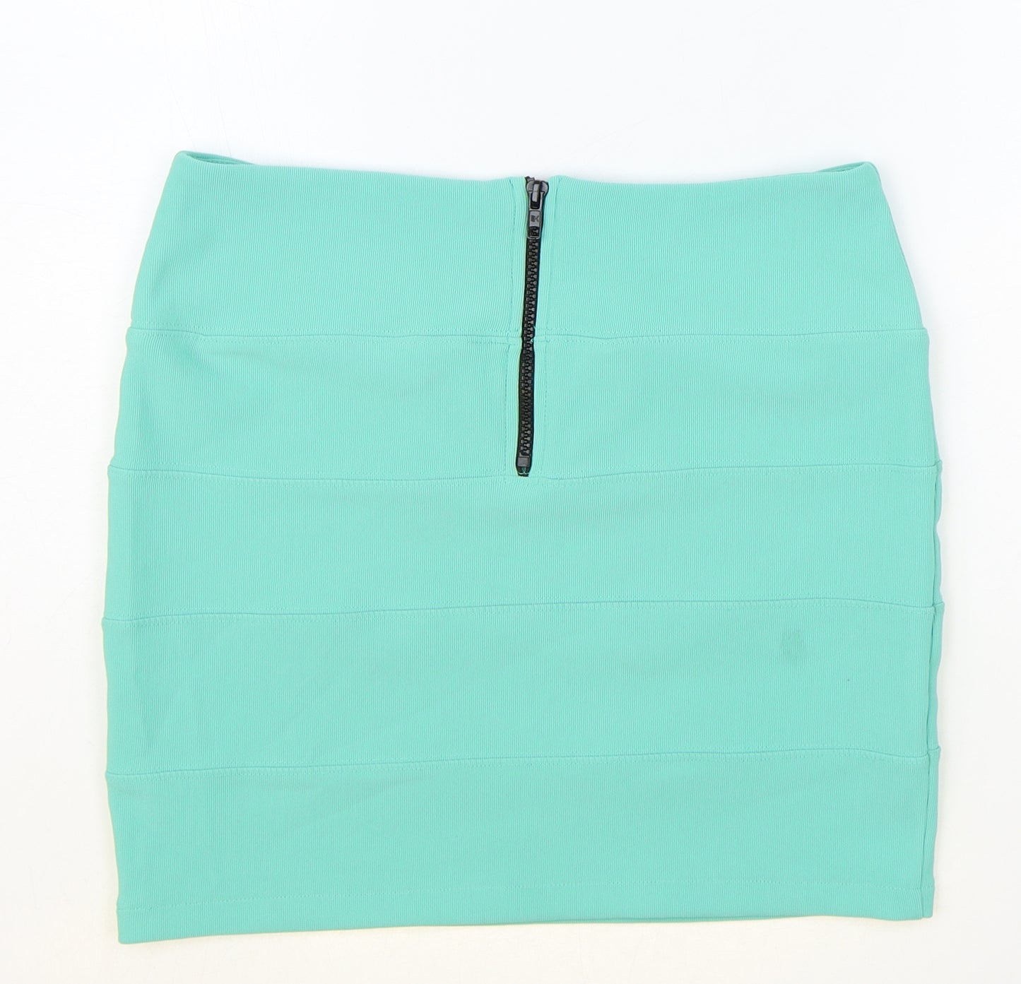 Topshop Womens Green Polyester Mini Skirt Size 12 Zip