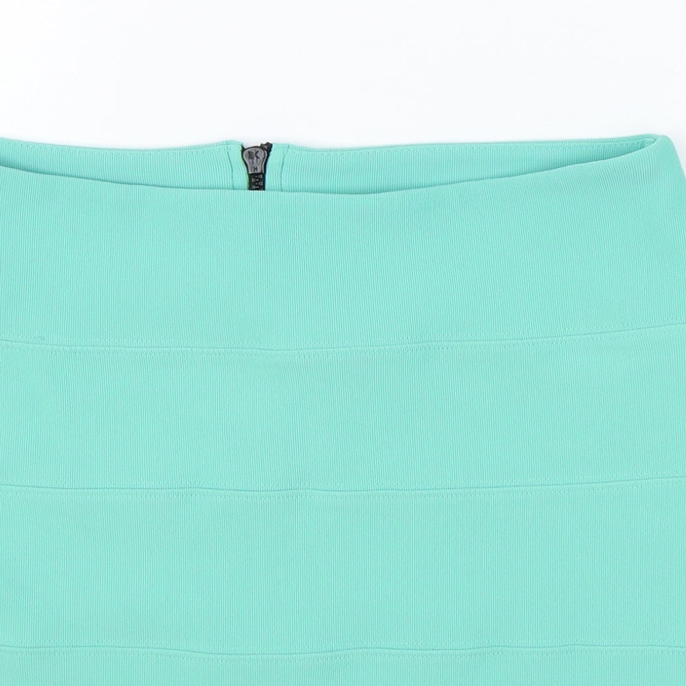 Topshop Womens Green Polyester Mini Skirt Size 12 Zip