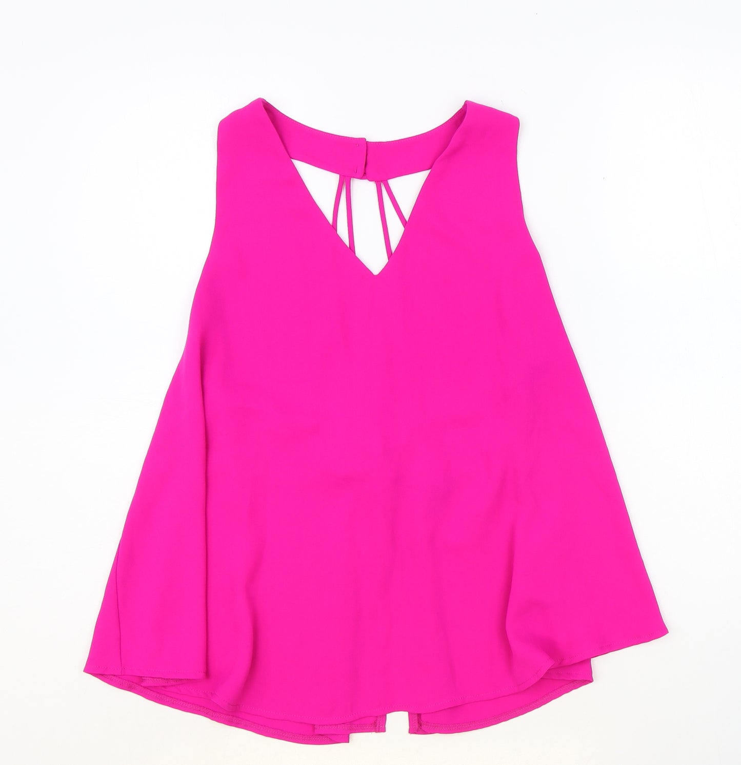 New Look Womens Pink Polyester Basic Tank Size 14 V-Neck