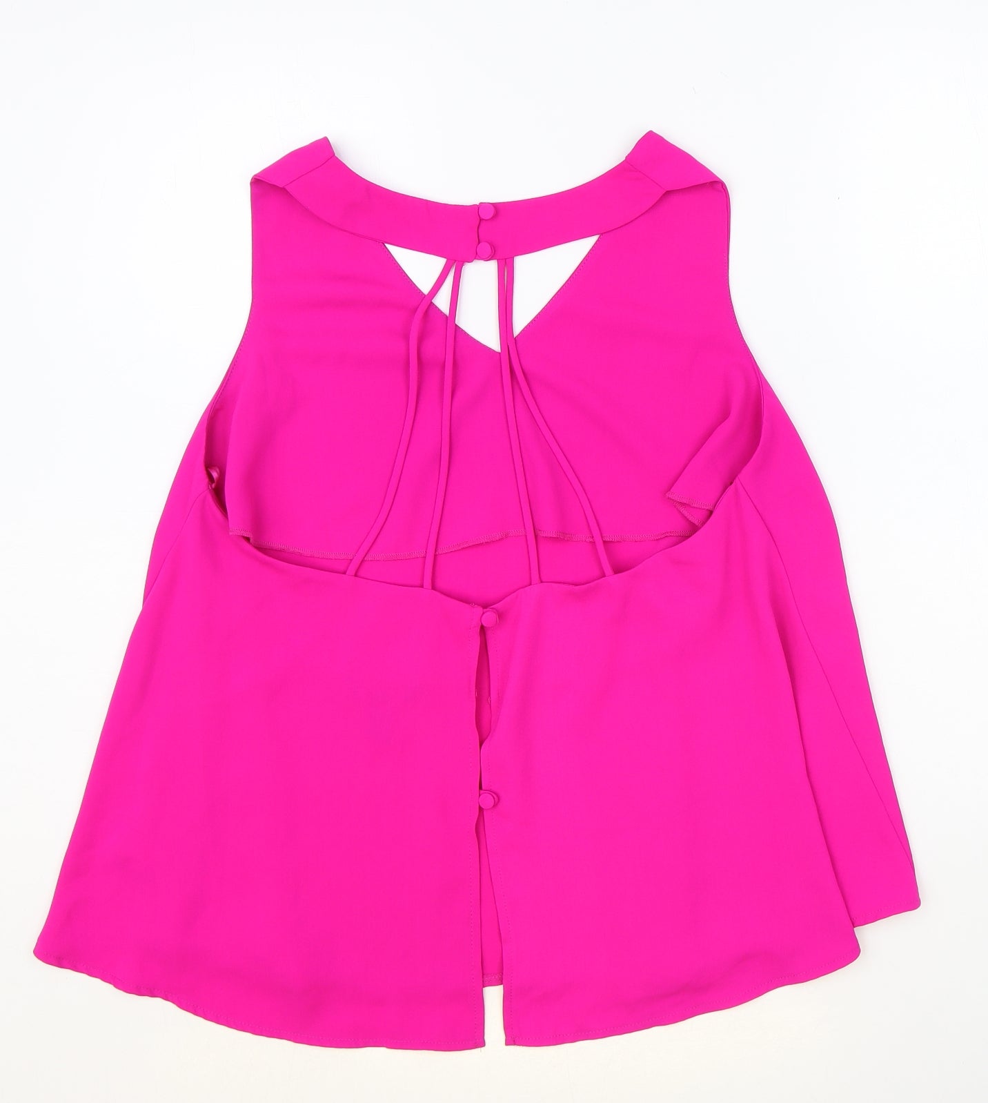 New Look Womens Pink Polyester Basic Tank Size 14 V-Neck