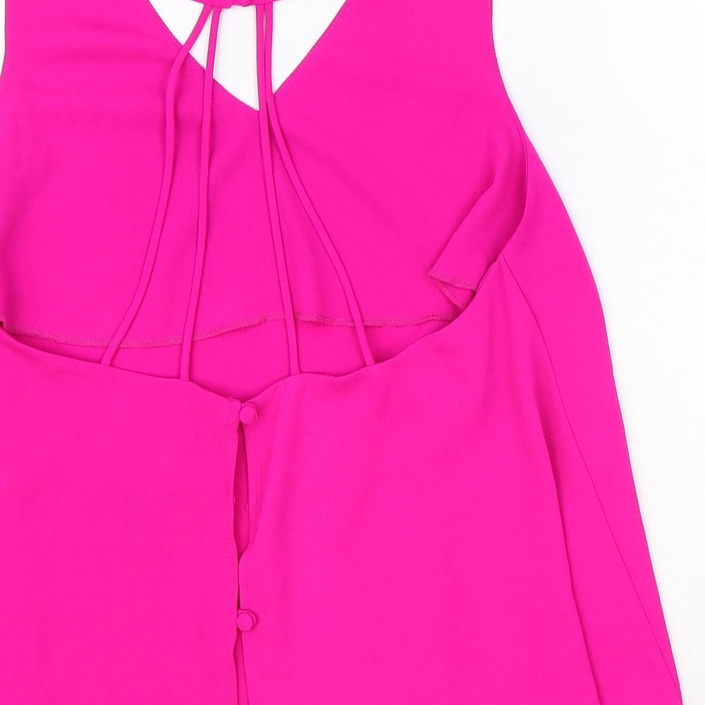 New Look Womens Pink Polyester Basic Tank Size 14 V-Neck