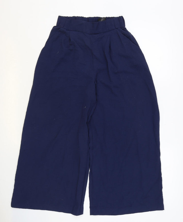 H&M Womens Blue Polyester Trousers Size 6 Regular