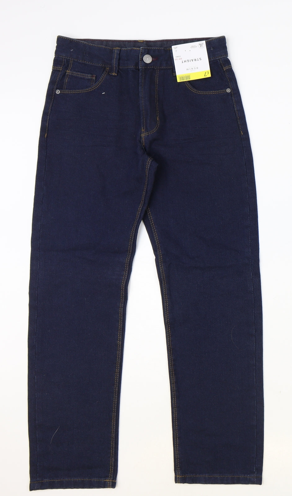 George Boys Blue Cotton Chino Trousers Size 10-11 Years Regular Zip
