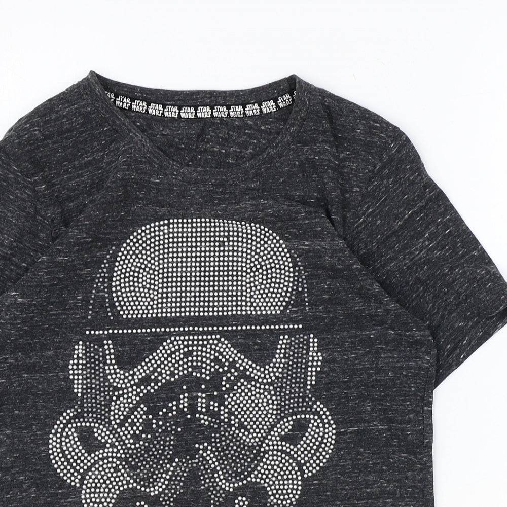 Nutmeg Boys Grey Polyester Basic T-Shirt Size 11-12 Years Round Neck Pullover - Star Wars