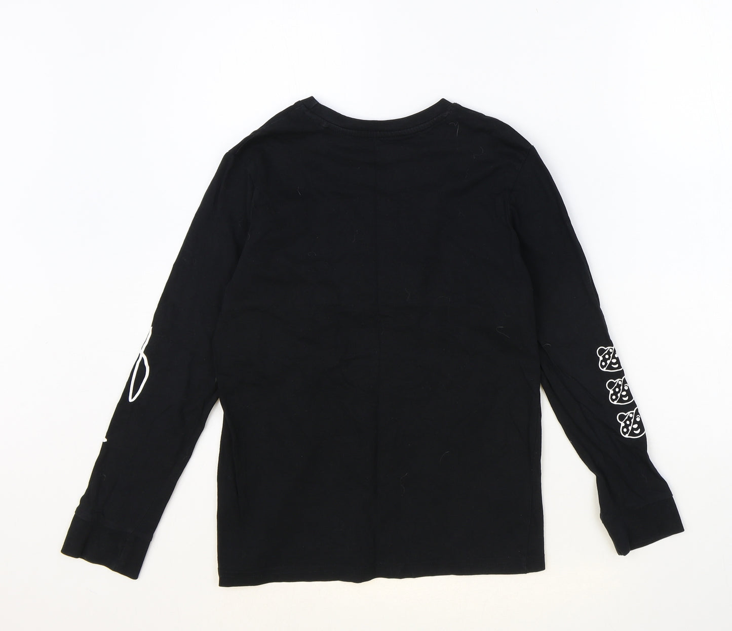 George Boys Black 100% Cotton Basic T-Shirt Size 10-11 Years Round Neck Pullover - Pudsey bear