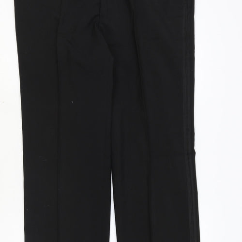 Preworn Mens Black Polyester Dress Pants Trousers Size 36 in Regular Zip