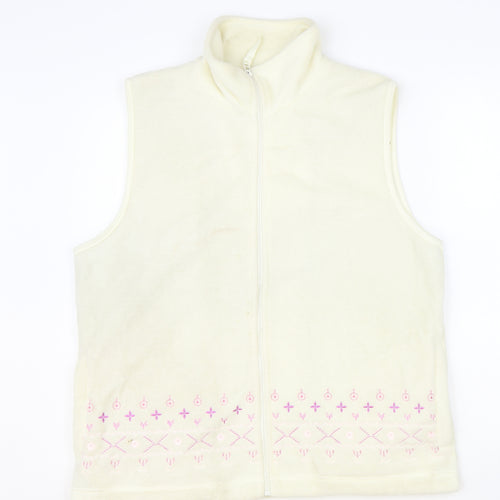 Neutral Territory Womens Beige Geometric Gilet Waistcoat Size S Zip