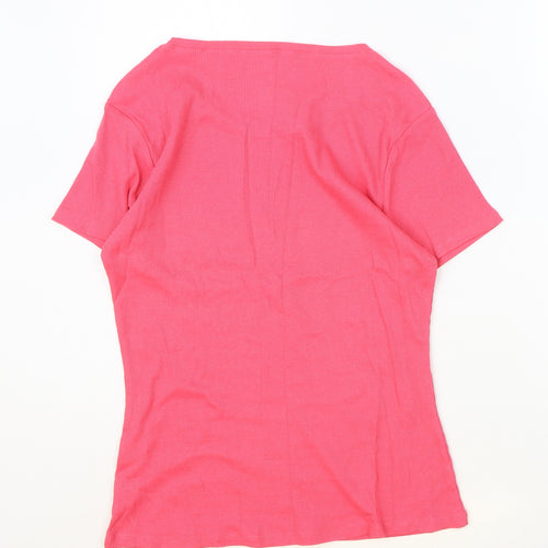 Chicoree Womens Pink Cotton Basic T-Shirt Size 2XL Scoop Neck - Ribbed