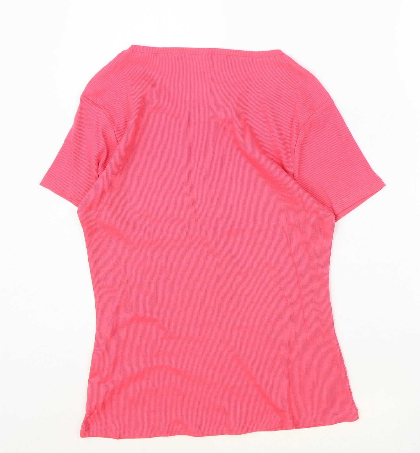 Chicoree Womens Pink Cotton Basic T-Shirt Size 2XL Scoop Neck - Ribbed