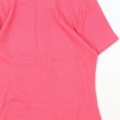 Chicoree Womens Pink Cotton Basic T-Shirt Size 2XL Scoop Neck - Ribbed
