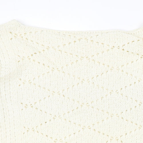 M&Co Womens Ivory Round Neck Cotton Pullover Jumper Size 16