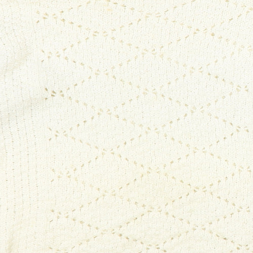 M&Co Womens Ivory Round Neck Cotton Pullover Jumper Size 16